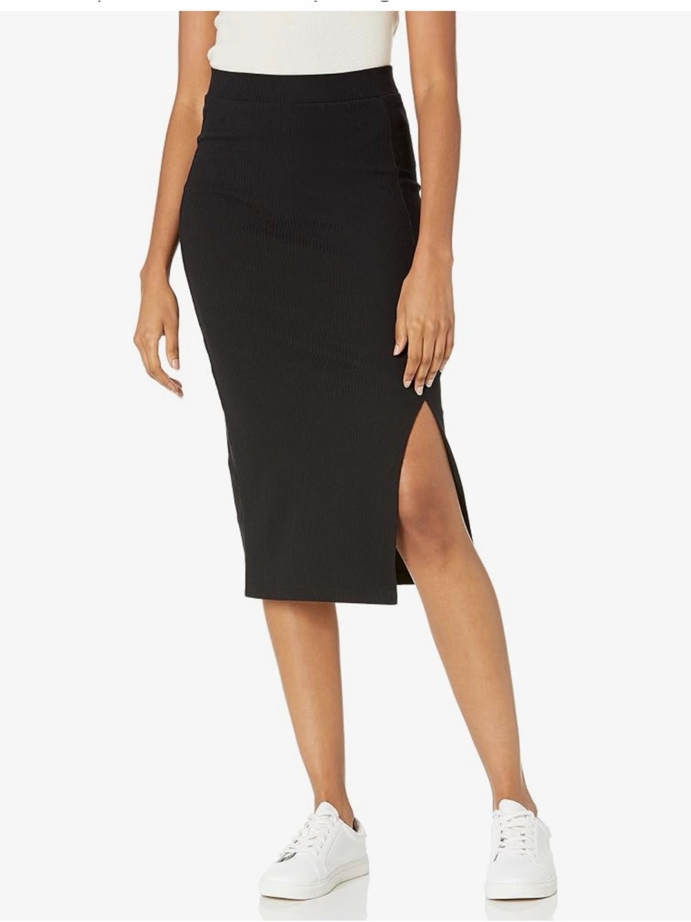 The Drop Veronique High-Waist Slit Midi Skirt – Black – Large – NWT